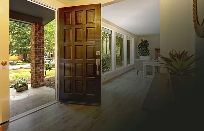 Stock photo of a traditional timber front door (not a UPVC product photo)